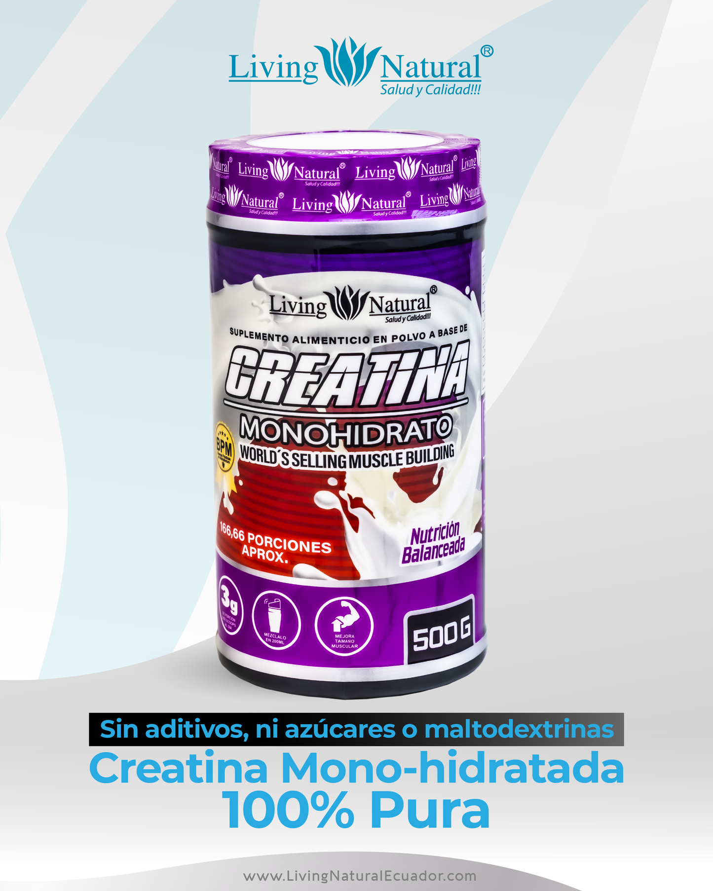CREATINA MONOHIDRATADA | 250g | 500 g | 120 CÁPSULAS de 1500 MG C/U