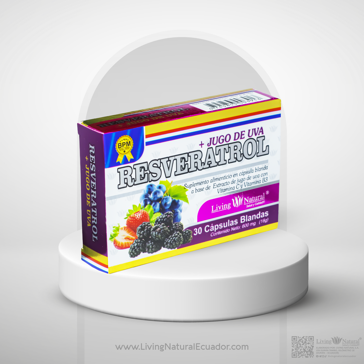 RESVERATROL CÁPSULA BLANDA FRASCO | X30, X60 | 600 mg