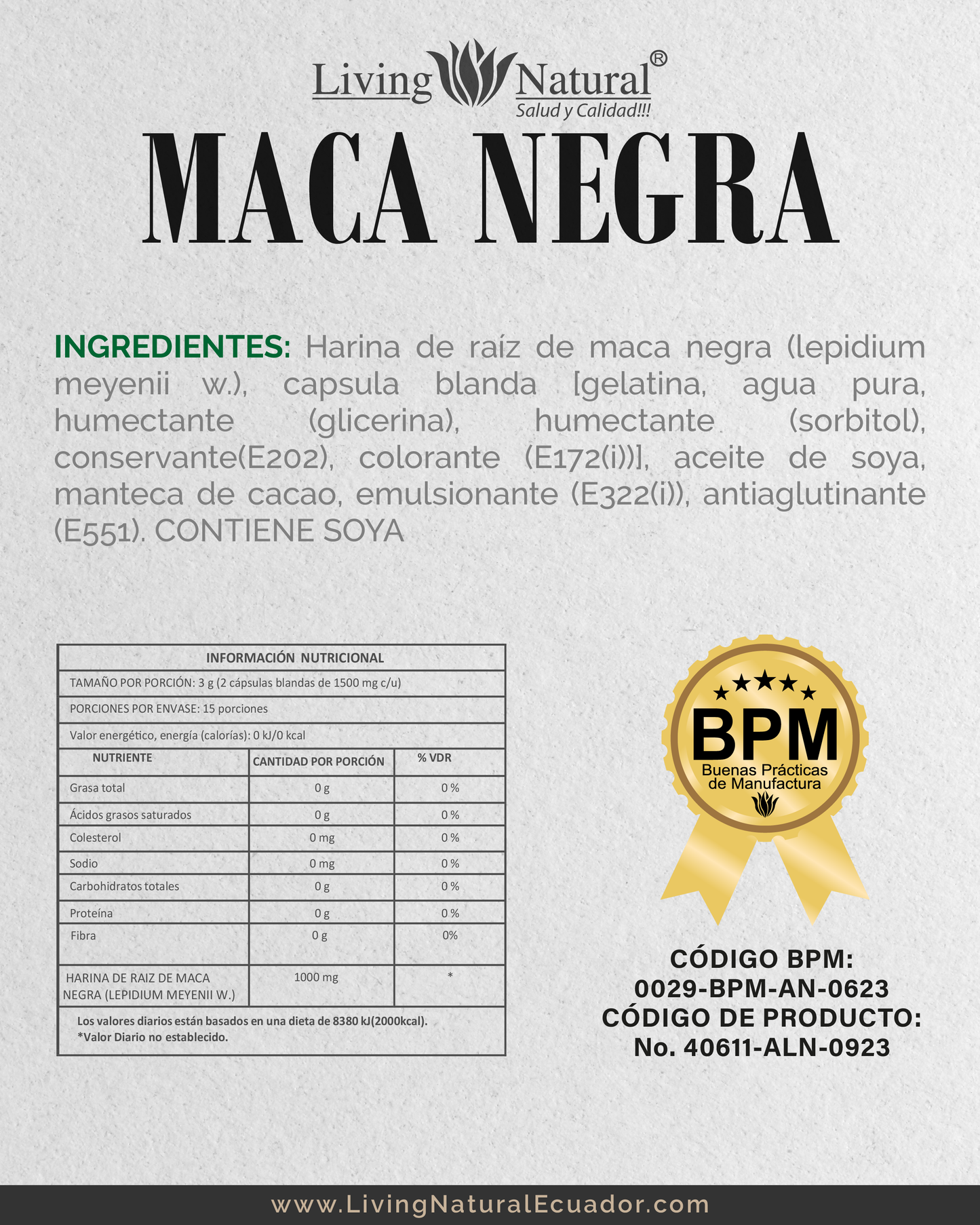MACA NEGRA - CÁP BLANDAS - FRASCO - X60, X100 - 1000mg