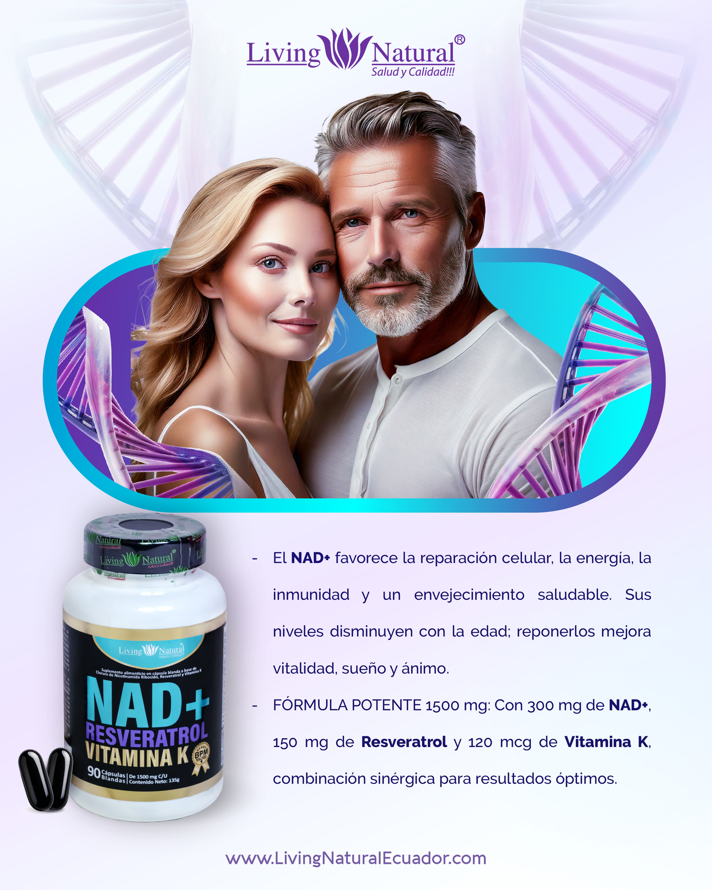 NAD+ RESVERATROL+ VITAMINA K 1500mg | X90