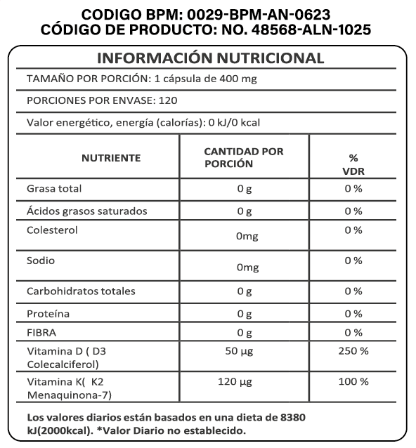 VITAMINA D3 + K2 X120 SOFTGELS / VIVAL