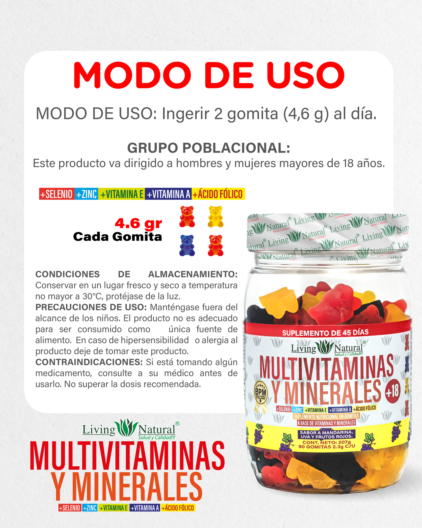 GOMITAS MULTIVITAMINAS Y MINERALES X90