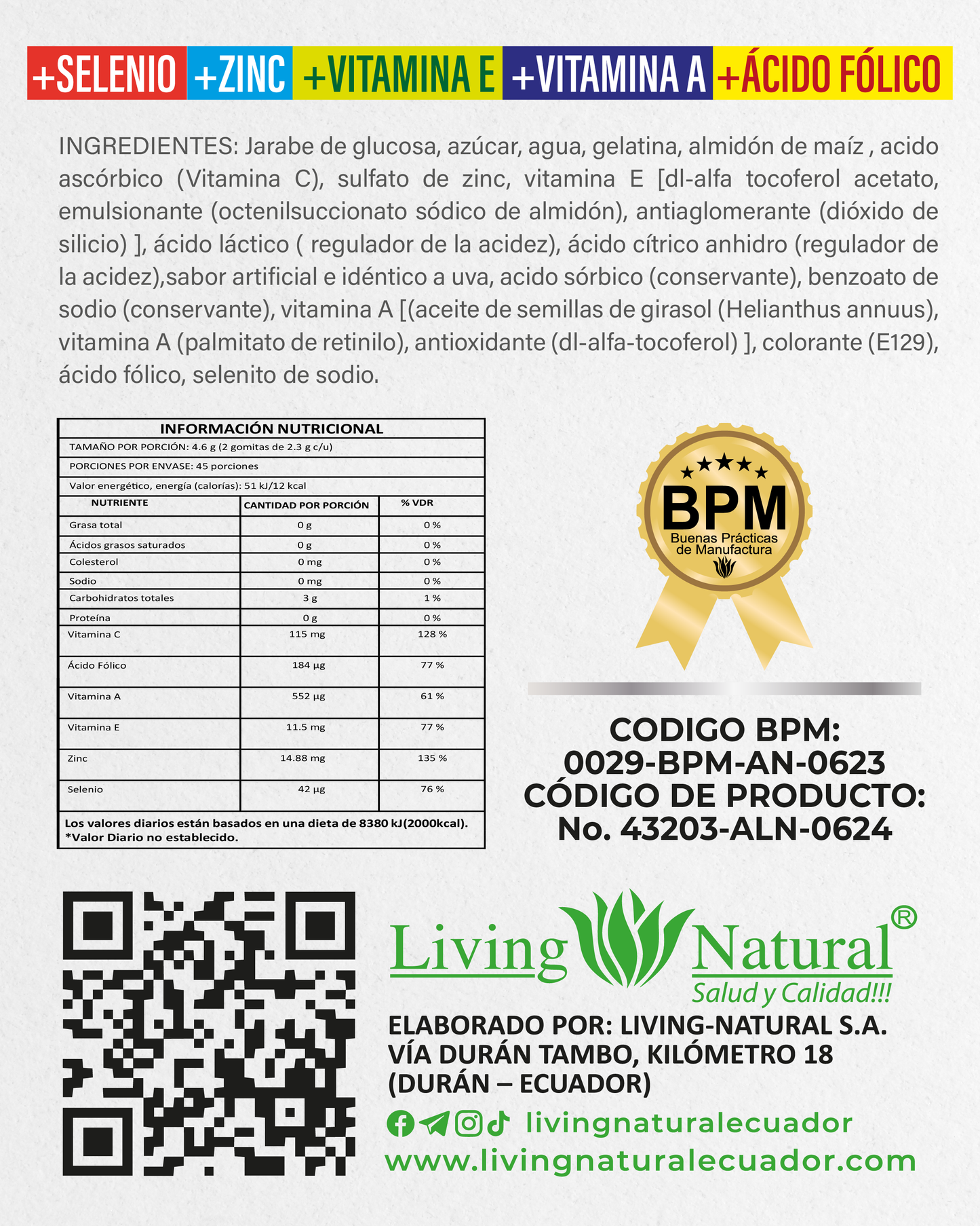 GOMITAS MULTIVITAMINAS Y MINERALES X90