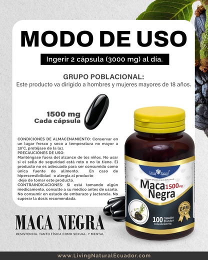 MACA NEGRA - CÁP BLANDAS - FRASCO - X60, X100 - 1000mg