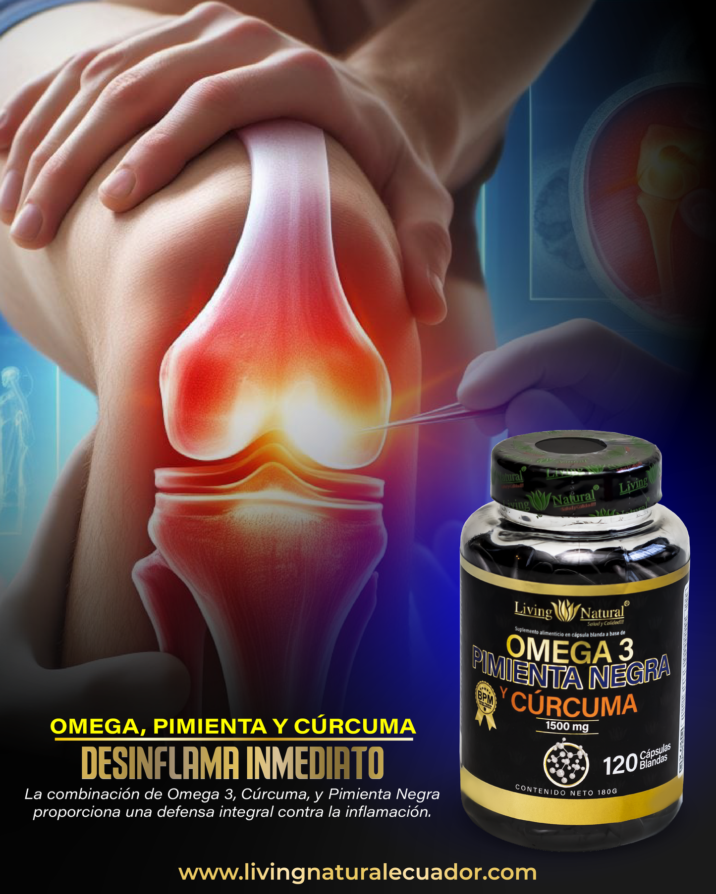 OMEGA, PIMIENTA Y CÚCUMA- CÁP BLANDAS - FRASCO - X100 - 1500mg