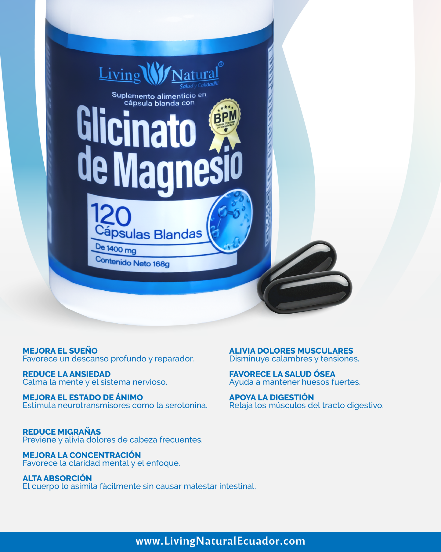 GLICINATO DE MAGNESIO | 1400 MG | X120 CÁPSULAS