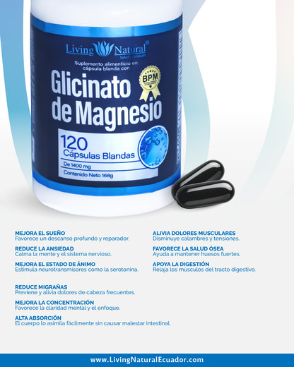 GLICINATO DE MAGNESIO | 1400 MG | X120 CÁPSULAS