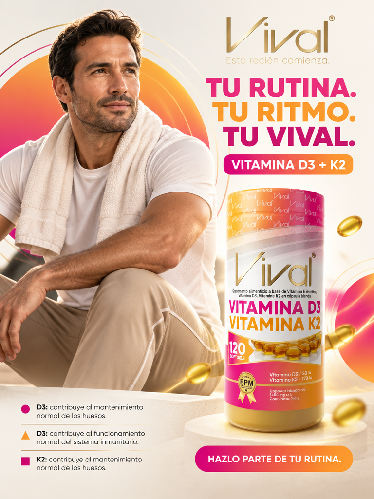 VITAMINA D3 + K2 X120 SOFTGELS / VIVAL