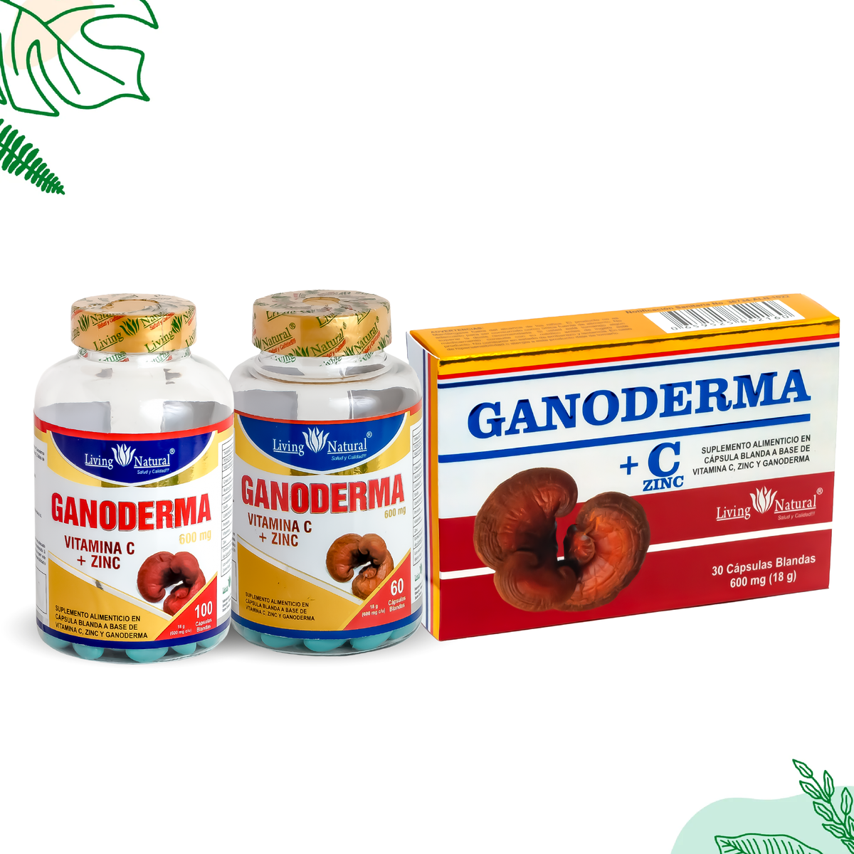 Ganoderma Label GANODERMA | 600 mg | X30, X60, X100 – Living Natural Ecuador